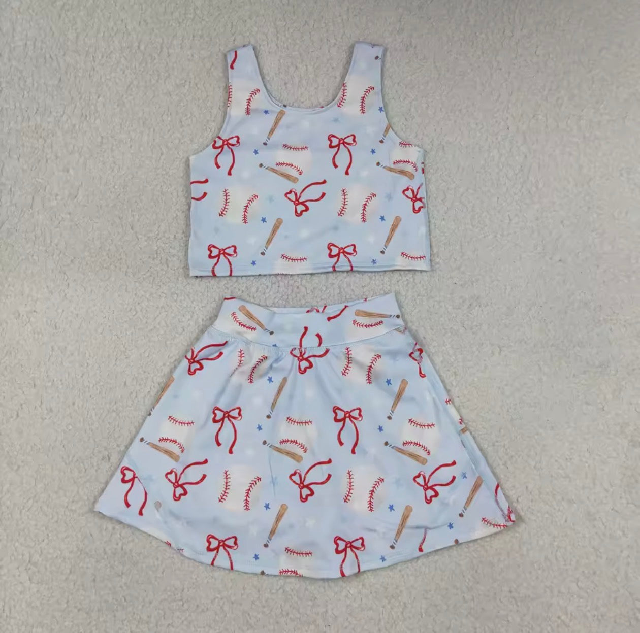 GIRLS • Baseball Bows Skirt Set